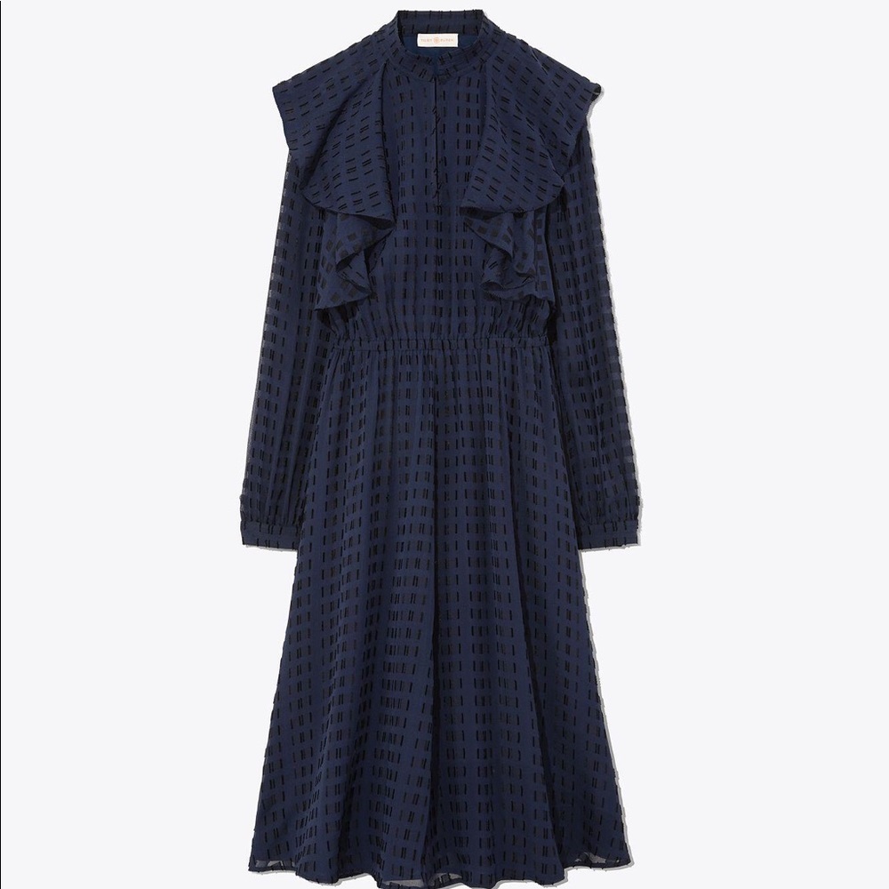 Tory Burch Grace Tiered Long-Sleeve Dress